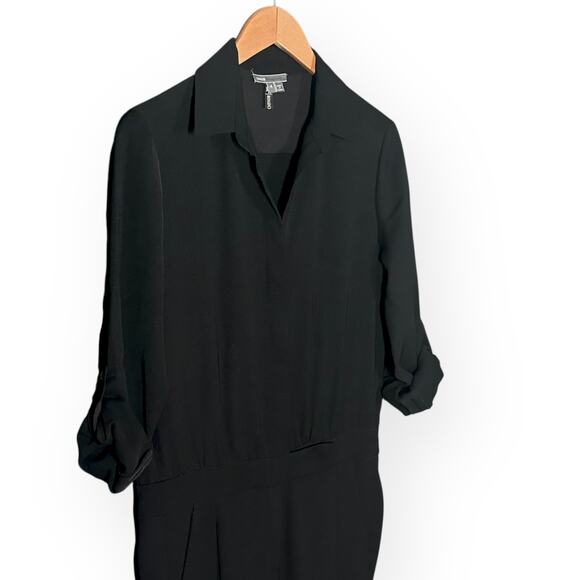 VINCE Button Front Jumpsuit Boilersuit Relaxed Roll Tab Sleeve Chic Trendy Black - Picture 7 of 15